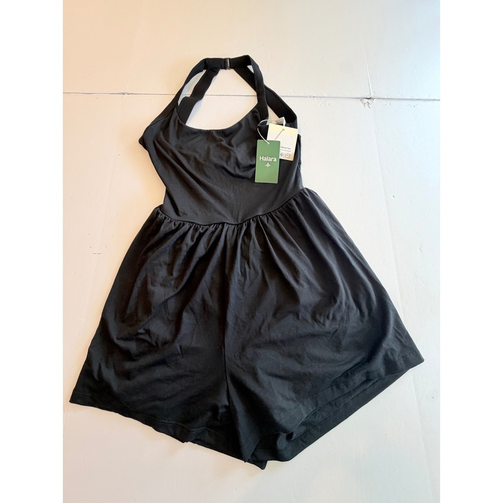 Halara Everyday Cloudful Halter Backless 2-in-1 Flare Activity Dress Black M